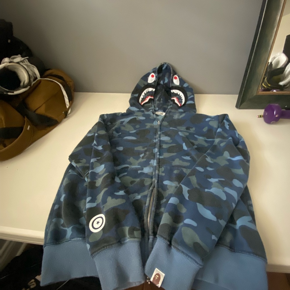 BLUE camo bape hoodie